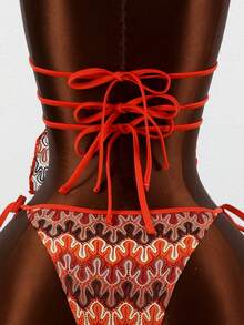 Swim Vcay 2026春夏吊带深V领抽绳露背女士度假沙滩摄影吊带比基尼泳衣 - 彩色 - 查看 3