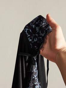 SHEIN ICON Contrast Lace Ruched Y2k Cami Top - Black - View 11