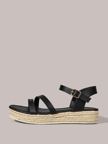 Styleloop Women's Wedge Heel Platform Sandals, Bohemian, Beach Vacation, Western Wind, Summer Wear, Travel Essentials - Black 1 - View 3