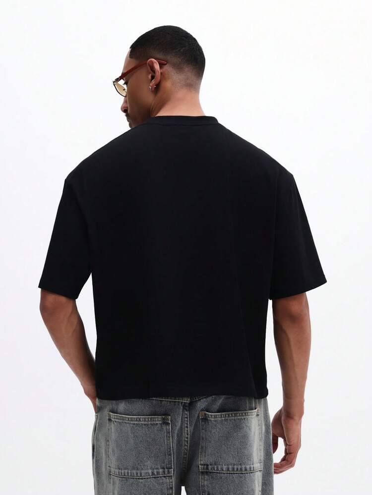 T-shirt casual da uomo a girocollo, manica corta, vestibilità comoda, con stampa di logo araldico, stile streetwear