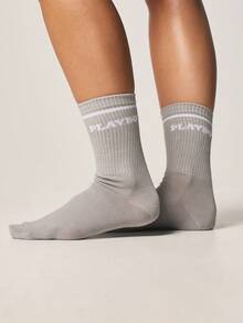 Missguided x Playboy 3 Pack Crew Socks With Logo Text Ribbed Cuffs Comfort Casual Everyday Ankle Length - Multicolor - View 4