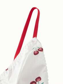 Women's White Cherry Front Closure Comfortable Bra - White - View 5