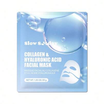 SlowSunday Collagen & Hyaluronic Acid Facial Mask, Korean Collagen Mask, Jelly Collagen Face Mask, Deep Moisturizing, Improve Elasticity, Smooth Skin, K Beauty, Skin Care, Y2K, Ideal For Party, Refreshing, Suitable For Summer