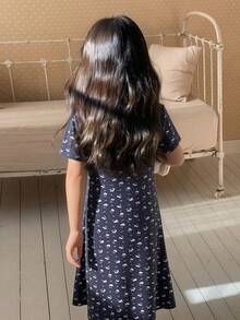Dazy Kids 女童圆领短袖睡衣家居服夏季 - 藏蓝色 - 查看 4