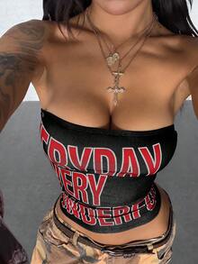 StreetHx Women's Black Base Printed Bandeau Top - Multicolor - View 1