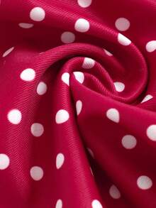Swim Mod Women Red And White Polka Dot Bikini Set,Summer Tropical Beach Holiday Vacation,Spaghetti Strap Top&Ruffle Trim Contrast Bottom 2 Pieces Skirt Suit - Red - View 7