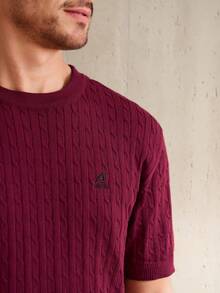 Manfinity CityGents Men's Letter Embroidery Crew Neck Short Sleeve Knit Top - Multicolor - View 2