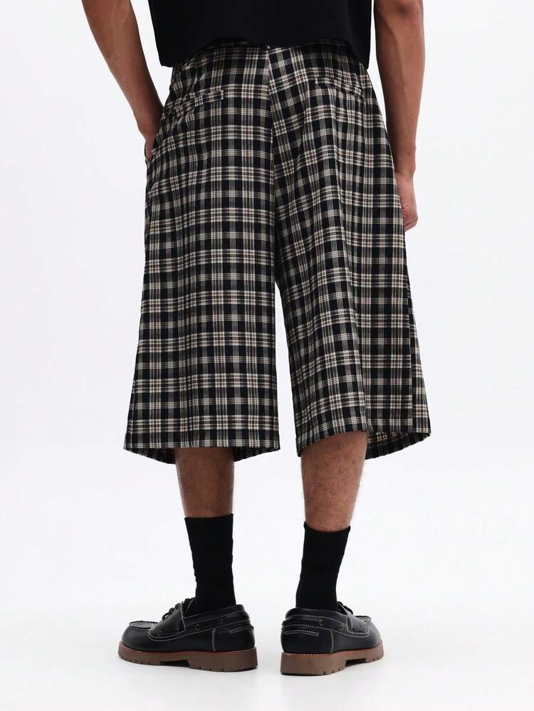 SUMWON Plaid Check Wide Leg Pull On Jorts