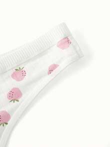 Bonmuse 3 件装女士可爱蝴蝶结丁字裤 - 舒适有弹性，草莓和碎花印花，低腰，柔软粘胶混纺，时尚内衣，内裤 - 彩色 - 查看 12