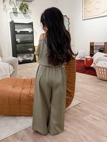 DAZY Girls' Summer New Luxury Niche High-End Spaghetti Strap Jumpsuit - Green - View 2