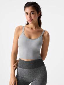 女士运动休闲薄款无钢圈支撑提升减震文胸 - 灰色 - 查看 6