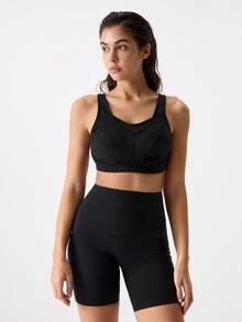 Áo ngực thể thao nữ WINGSLOVE hỗ trợ tối đa, không gọng, không đệm mút, che phủ toàn diện, cỡ lớn, dây đeo rộng và lưng chữ U, thoáng khí, thích hợp cho chạy bộ, tập gym và các hoạt động thể thao khác. - màu đen - Xem 3