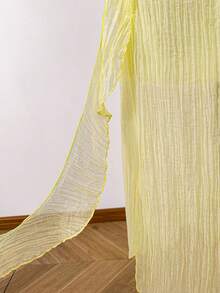 Lyxana Chân váy nữ màu trơn dáng xòe xếp ly - Màu vàng - Xem 3