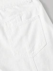 SHEIN MOD Women's Pocketed Wide Leg Loose Casual Versatile Jeans - White - View 4