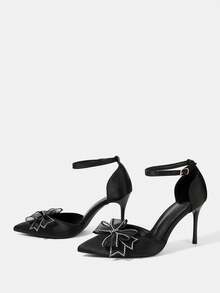 CUCCOO HITCHD Women's Pointed Toe Buckle Design Fashionable High Heels, Versatile For Daily Wear Summer Shoes Wedding Shoes Bride Shoes - Black C - View 3