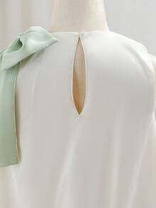 Glamorique Kids 女童春夏新款纯色缎面3D蝴蝶结设计派对连衣裙 - 綠色 - 查看 6