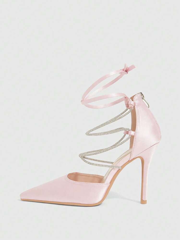 CUCCOO SZL Sexy Fashion Pointed Toe Metal Buckle Stiletto Heel Ankle Strap Sandals, Elegant Party Nightclub High Heels For Women