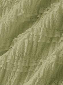 SHEIN MOD 女士纯色不对称领口金属装饰优雅修身短款鸡尾酒连衣裙，适合约会和派对 - 綠色 - 查看 6