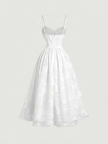 SHEIN MOD Women's Jacquard Knot Design Ruched Waist Elegant Midi Slip Dress For Party,Summer Dresses For Women - White - View 2