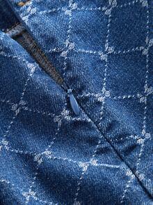 GlowEve 女士菱形格纹百褶休闲百搭约会外出牛仔迷你裙 - 藍色 - 查看 4