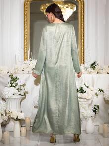 Al Najma Women's V-Neck Casual Loose Dress, Suitable For Casual Gatherings, Parties, And Outings - Blue - View 2