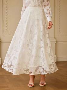 ZEYLAH White Laser Cut Pleated Skirt - White - View 4