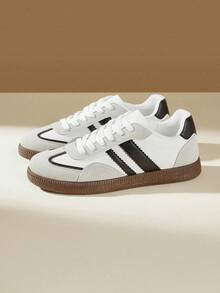 CUCCOO EASI 2026 Nuevos zapatos deportivos casuales versátiles de primavera para mujer, zapatillas deportivas de suela plana - Pu gris blanco - Ver 3