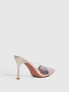 CUCCOO SZL Mules de tacón alto versátiles, elegantes y de uso diario con punta puntiaguda para mujer - Dorado - Ver 4