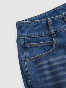 GlowEve Women's Pocket Button Casual Versatile Daily Wear Wide Leg Jeans - Blue - View 5