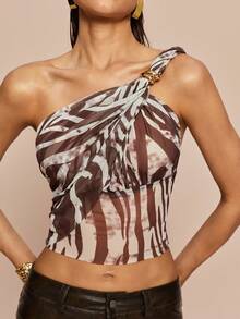 Olia Maree Olia Maree 复古棕白斑马纹网纱单肩扭结褶皱修身性感露脐上衣 单肩上衣 夜店上衣 围巾上衣 单肩衬衫 棕色印花上衣 斑马纹上衣 镂空上衣 露脐上衣 伊比沙岛上衣 棕色抹胸上衣 单肩上衣 女士上衣 夏季女士上衣 夏季女士套装 女士两件套 - 彩色 - 查看 1