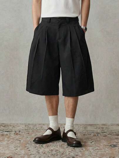 SWAVVY 男士夏季休闲纯色阔腿短裤