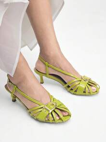 Mnmlis Women's Vintage-Style, Green, Elegant, Open-Work With Graceful Charm, Versatile, Comfortable, High Heels, Suitable For Work, Dates, Gatherings, Festivals, Parties, Weddings, And Vacations. Summer Shoes - Light green - View 6