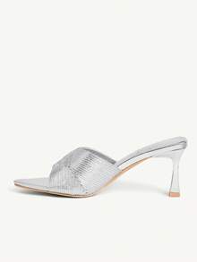 CUCCOO CHICEST Giày sandal cao gót mũi nhọn thanh lịch, gợi cảm dành cho nữ, tiện lợi cho việc đi lại hàng ngày và các dịp trang trọng. - Bạc - Xem 4