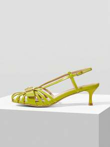 Mnmlis Women's Vintage-Style, Green, Elegant, Open-Work With Graceful Charm, Versatile, Comfortable, High Heels, Suitable For Work, Dates, Gatherings, Festivals, Parties, Weddings, And Vacations. Summer Shoes - Light green - View 2