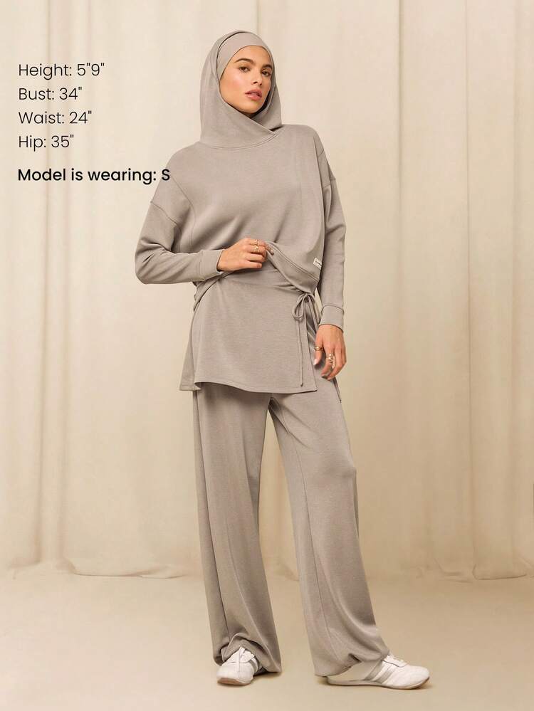 GLOWMODE X Reem Modest SoftSerene Modal Easy Shift Silky-Smooth Soft Breathable Adjustable Drawstring Ankle Side Pocket 2-In-1 Wide-Leg Jogger Daily Casual Street Wear