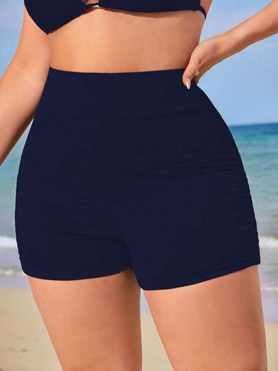Swim SPRTY Plus Size Solid Bikini Bottom For Summer Butt Lifting Shortsseamless Shorts