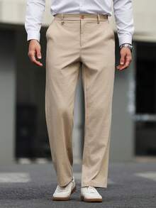 Manfinity Mode Men's Solid Color Pocket Casual Versatile Commute Pants - Khaki - View 5