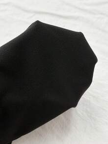 SHEIN 少女纯色圆领修身休闲短款短袖T恤 - 黑色 - 查看 6