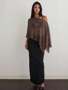 Aloruh Áo nữ màu trơn tay cánh dơi dáng rộng thoải mái mùa hè, kiểu dáng nghỉ dưỡng, màu nâu, xuyên thấu, gợi cảm cho bãi biển. - Cà phê nâu - Xem 5