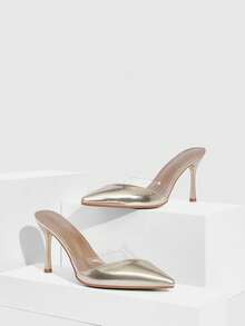 CUCCOO SZL Casual Minimalist Pointed Toe Slide Sandals, Women Pumps - Gold - View 2