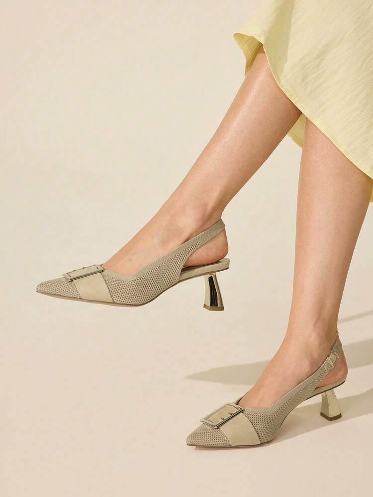 CUCCOO BASICS Women's Pointed Toe Buckle Design Fashionable Elegant High Heels Spring Shoes