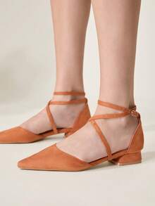 CUCCOO CHICEST 女士尖头搭扣设计日常百搭时尚高跟鞋 - 橘色 - 查看 5