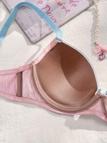 PetitDoll Women's Lace Patchwork Bow Underwire Padded Bra - White - View 7