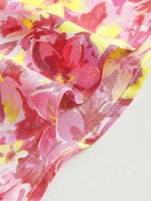 SHEIN MOD Đầm hai dây buộc phía trước in hoa toàn thân, đầm mùa hè, đầm đi biển, đầm maxi, trang phục đi nghỉ mát phong cách Boho, đầm corset. - Hồng - Xem 3