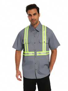Camisa de Gabardina Gris Oscuro con Detalles Reflectantes - Gris Oscuro - Ver 12