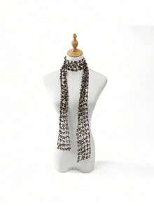 女士亮片围巾，配有闪亮链条、褶皱领口、蝴蝶结、网纱围巾、亮片网纱、宽项链和发带，适合狂欢节和派对，长度 160 厘米。 - 彩色 - 查看 17