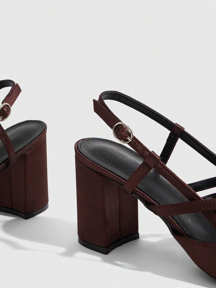 CUCCOO SZL Women's Pointed Toe Criss-Cross Strap Chunky Heel Pumps, Sexy Elegant Stylish High Heels Suitable For Dates, Afternoon Tea, Parties, Formal Events, And Daily Commute