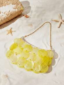 SHECARRY 女士手提包，黄色，时尚，简约，优雅，百搭，适合海滩、度假、假日、夏季、海边等场合。 - Butter Yellow - 查看 2