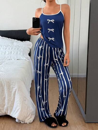 SHEIN Napfluff Women's Spaghetti Strap Jumpsuit With Bow Tie, Sexy Chic Outfit