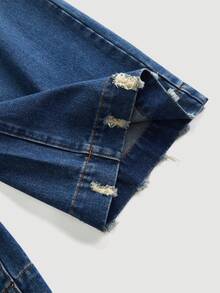 GlowEve Women's Pocket Button Casual Versatile Daily Wear Wide Leg Jeans - Blue - View 4